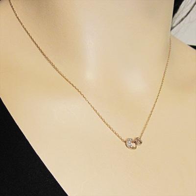 ハート ペンダントトップとネックレス 4月誕生石 天然ダイヤモンド 約0.06カラット k18ピンクゴールドの画像