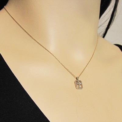 約0.05カラット ペンダントネックレス 4月誕生石 k10ピンクゴールド クロス ダイヤモンドの画像