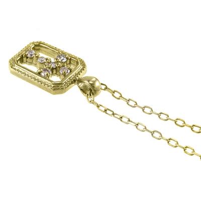 天然ダイヤモンド ペンダントトップとネックレス クロス 4月誕生石 約0.05カラット k10イエローゴールドの画像