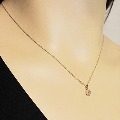 4月誕生石 ダイアモンド 約0.07カラット k10ピンクゴールド ペンダントネックレスの画像