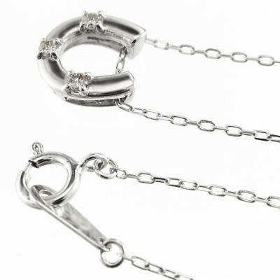 馬蹄 4月誕生石 ダイヤモンド ペンダントトップとネックレス 約0.04カラット スリーストーン プラチナ900の画像