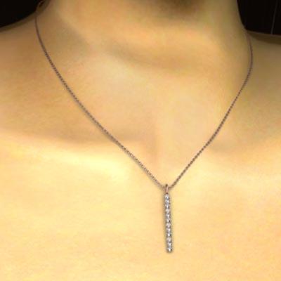 プレート ペンダントネックレス 大サイズ 約0.24カラット ダイヤモンド 4月誕生石 k10ピンクゴールドの画像