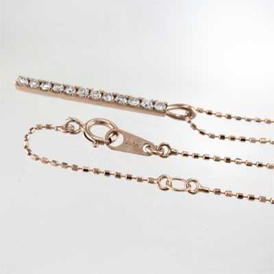 プレート ペンダントネックレス 大サイズ 約0.24カラット ダイヤモンド 4月誕生石 k10ピンクゴールドの画像