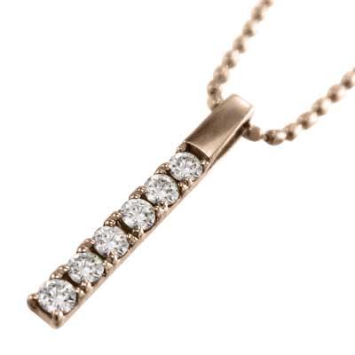 4月誕生石 約0.12カラット ダイアモンド プレート ペンダントトップとネックレス k18ピンクゴールド 小サイズの画像