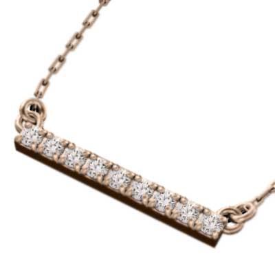 天然ダイヤ k10ピンクゴールド 4月誕生石 約0.17カラット プレート ペンダントトップとネックレスの画像