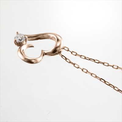 約0.06カラット k18ピンクゴールド ダイヤモンド ハート ペンダントトップとネックレス 4月誕生石 一粒石の画像
