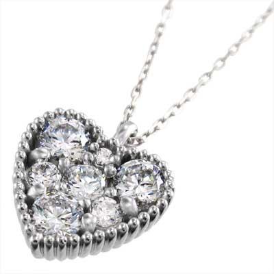 ペンダントネックレス 4月誕生石 天然ダイヤ プラチナ900 約0.77カラット ハートの画像