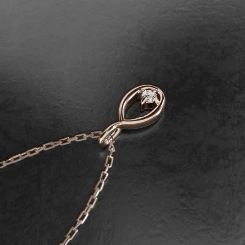 天然ダイヤモンド 約0.03カラット k18ピンクゴールド ペンダントトップとネックレス 一粒石 4月誕生石の画像