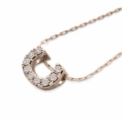 ペンダントトップとネックレス 4月誕生石 馬蹄 k10ピンクゴールド 天然ダイヤ 約0.07カラット 小サイズの画像