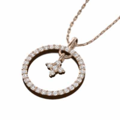 ネックレスジュエリー 約0.37カラット ダイアモンド 4月誕生石 クロス k10ピンクゴールドの画像