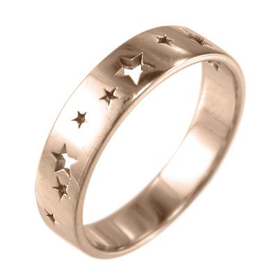 スター 星抜きリング リング 平打リング シンプル k10ピンクゴールドの画像