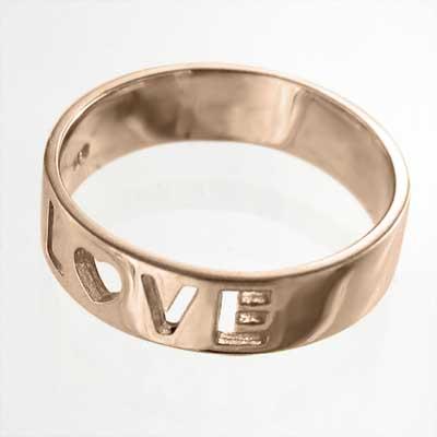 リング LOVEリング シンプル ハート k10ピンクゴールド ピンキーの画像