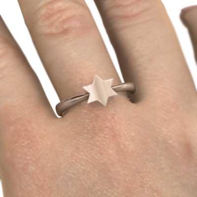 k18ピンクゴールド リング シンプル 六芒星 スターの画像