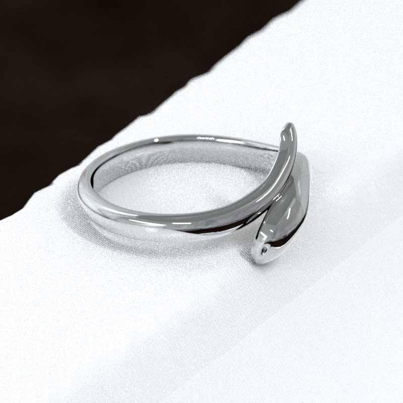 k18ホワイトゴールド 蛇 シンプル リングの画像