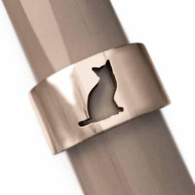 指輪 k10ピンクゴールド 猫 ワイド シンプルの画像