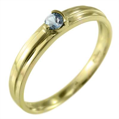 アクアマリン 3月の誕生石 リング K18 一粒石の画像
