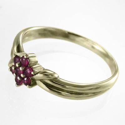 7月の誕生石 指輪 K10 フラワー ルビーの画像