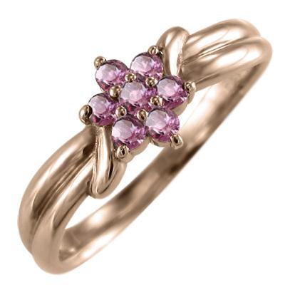 フラワー リング ピンクトルマリン ピンクゴールドk18 桜モチーフ
