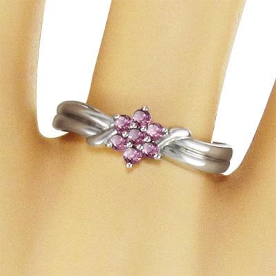 フラワー ピンクトルマリン Pt900 10月誕生石 リングの画像