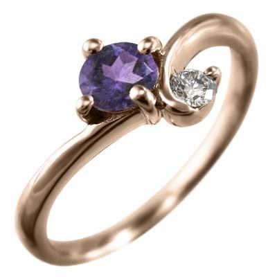 指輪 10金ピンクゴールド アメシスト(紫水晶) 2月誕生石の画像