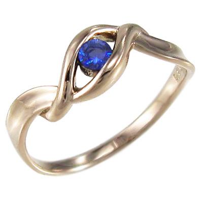 一粒石 9月の誕生石 k10ピンクゴールド サファイア リングの画像