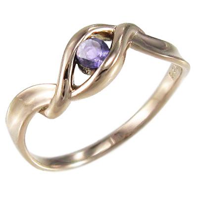 リング アメジスト(紫水晶) 一粒石 2月の誕生石 18金ピンクゴールドの画像