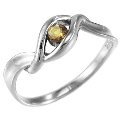 (黄水晶)シトリン Pt900 リング 11月誕生石 一粒石の画像