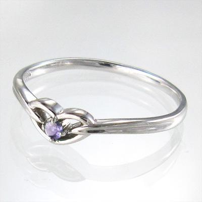 アメジスト(紫水晶) 2月誕生石 指輪 Pt900 ハート 一粒石の画像