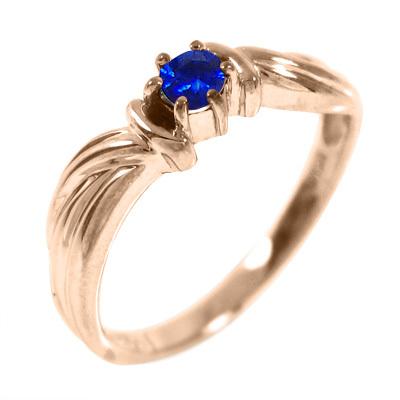 9月の誕生石 k10ピンクゴールド サファイア 一粒石 リングの画像