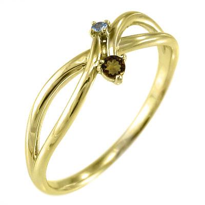 11月の誕生石 k18イエローゴールド リング ダイヤモンド シトリン(黄水晶)の画像