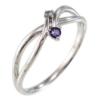 白金（プラチナ）900 アメシスト(紫水晶) ダイヤモンド 2月誕生石 リングの画像