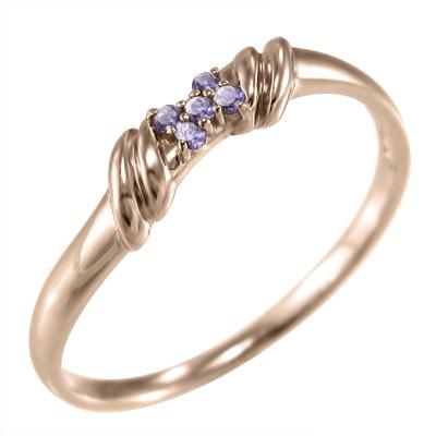 指輪 18金ピンクゴールド アメジスト(紫水晶) ファイブストーン 2月誕生石の画像