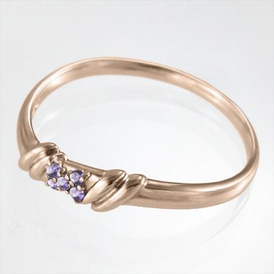 指輪 18金ピンクゴールド アメジスト(紫水晶) ファイブストーン 2月誕生石の画像
