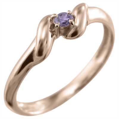 アメジスト(紫水晶) 一粒石 リング 2月誕生石 ピンクゴールドk10の画像