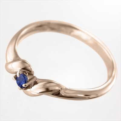 リング 一粒石 18金ピンクゴールド サファイヤ 9月の誕生石の画像