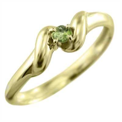 ペリドット 8月の誕生石 指輪 一粒石 18金イエローゴールドの画像