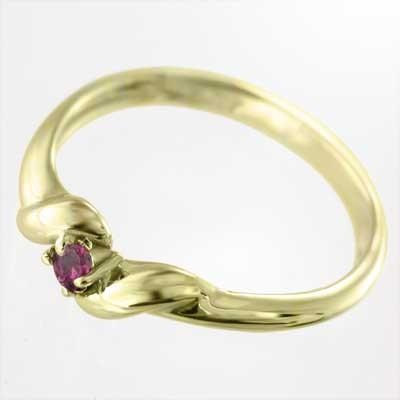 7月の誕生石 18金イエローゴールド 一粒石 リング ルビーの画像