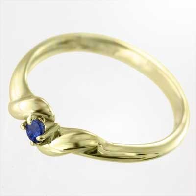 18金イエローゴールド サファイア(青) 9月の誕生石 一粒石 リングの画像