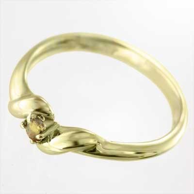 指輪 11月誕生石 18金イエローゴールド (黄水晶)シトリン 一粒石の画像