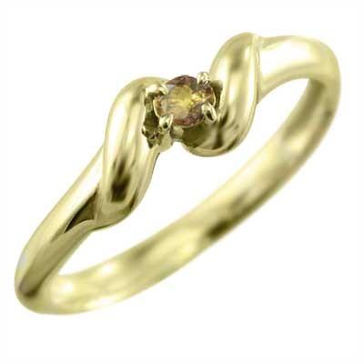 指輪 11月誕生石 18金イエローゴールド (黄水晶)シトリン 一粒石の画像
