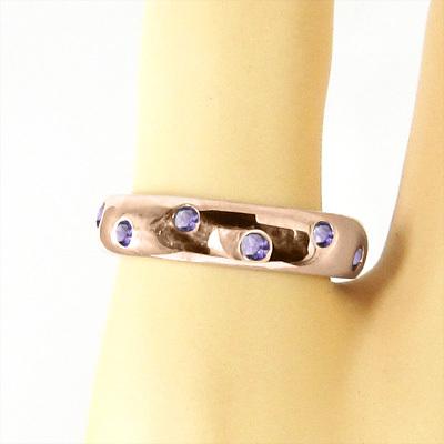 2月の誕生石 アメジスト(紫水晶) リング 甲丸リング ピンクゴールドk10の画像