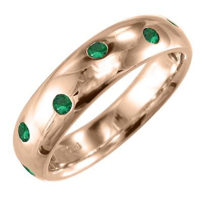 エメラルド 5月の誕生石 k10ピンクゴールド 甲丸リング リングの画像
