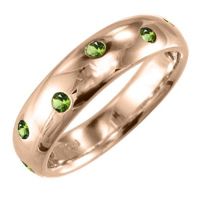k10ピンクゴールド 8月の誕生石 甲丸リング ペリドット リングの画像