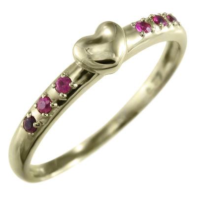 リング ルビー ハート k10イエローゴールド 7月の誕生石