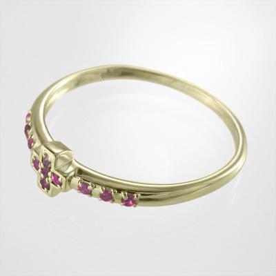 7月誕生石 クロス k10 指輪 ルビーの画像