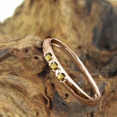 スリーストーン シトリン(黄水晶) 11月誕生石 リング ピンクゴールドk18の画像