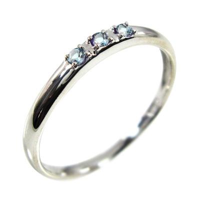 3月の誕生石 スリーストーン 指輪 白金（プラチナ）900 アクアマリンの画像