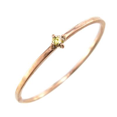 11月誕生石 スレンダー 一粒石 (黄水晶)シトリン 極細 指輪 k18ピンクゴールドの画像
