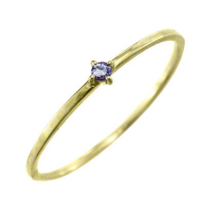 極細 k18 一粒石 12月の誕生石 リング スレンダー タンザナイトの画像