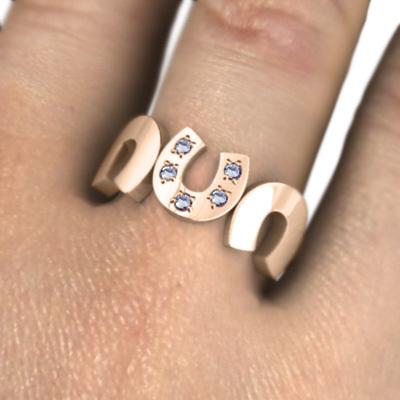 馬蹄 リング 12月の誕生石 タンザナイト ファイブストーン k10ピンクゴールドの画像